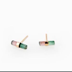 Jacquie Aiche 14k rose gold watermelon tourmaline stud earrings